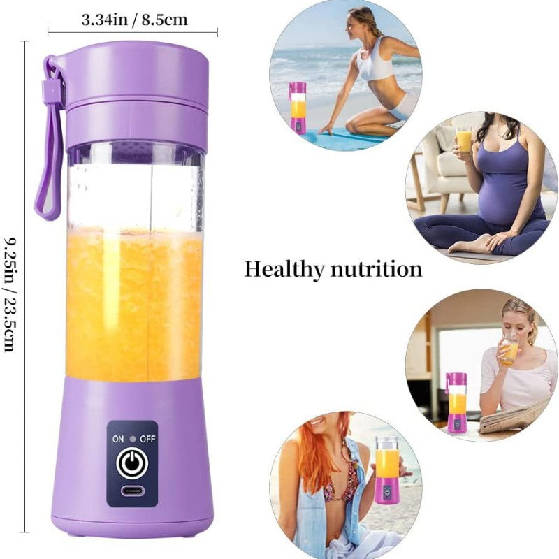 Mini Liquidificador Portátil 380ml com 6 Lâminas e Recarregável