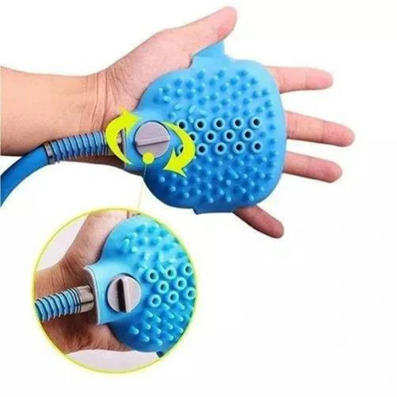 Luva Massageadora de Silicone com Mangueira para Banho de Cães e Gatos
