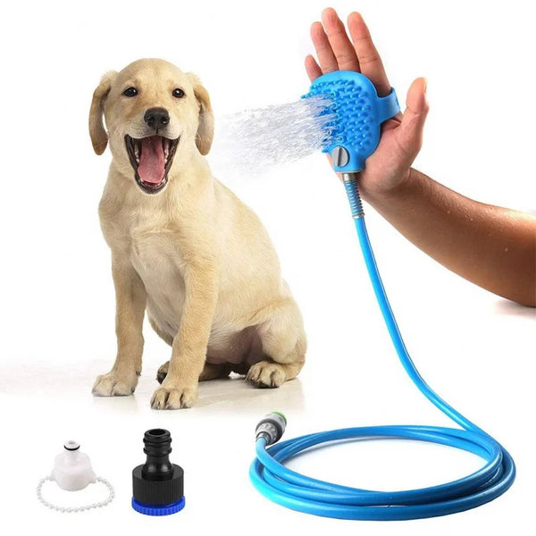 Luva Massageadora de Silicone com Mangueira para Banho de Cães e Gatos