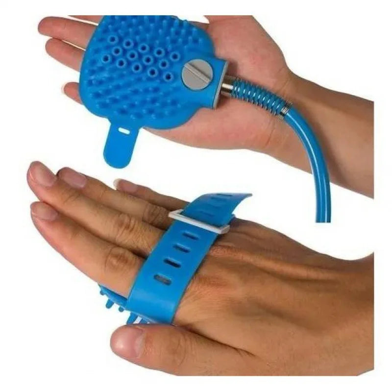 Luva Massageadora de Silicone com Mangueira para Banho de Cães e Gatos