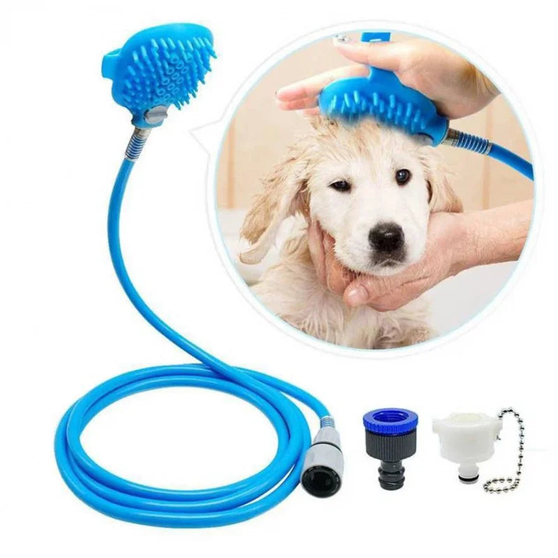 Luva Massageadora de Silicone com Mangueira para Banho de Cães e Gatos